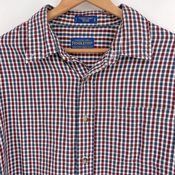 Pendleton Varsity Shirt Long Sleeve Button-Up Gingham Plaid in Men’s Size XL - Picture 2 of 7